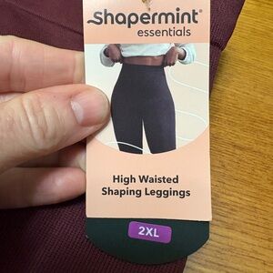 Shapermint Essentials High Waisted Leggings - burgundy
